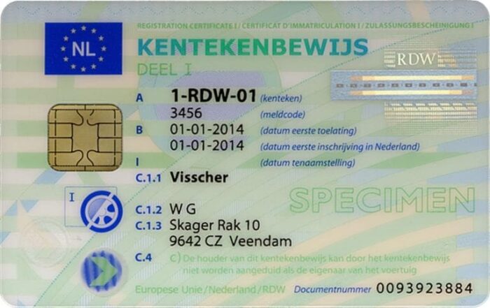 Dutch example of license registration